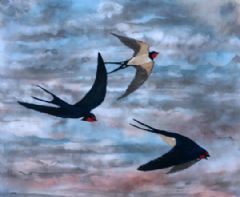 Image entitled Swallows at Sunset