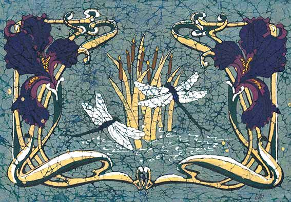 Image entitled Irises and Dragonflies