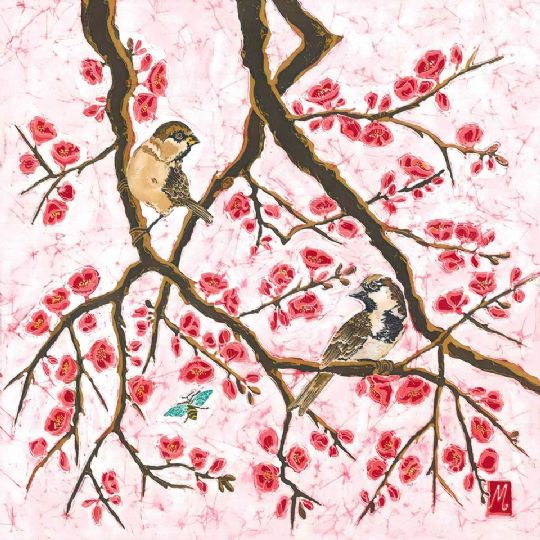 Sparrows on Japonica