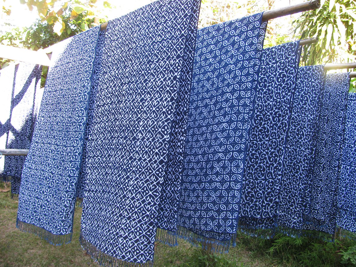 Indigo-dyed batik cloths, Thailand